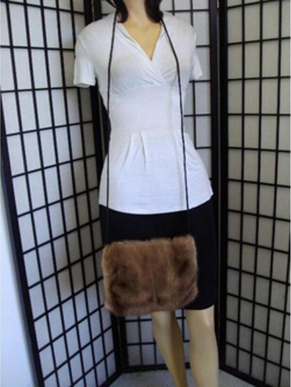 NEW REFURBISHED PASTEL MINK FUR HAND MUFF PURSE WOMEN WOMAN